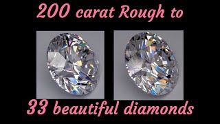 From 200 carat Rough diamond 33 diamonds cut  how the large rough diamonds are cut and polished [upl. by Dionne]