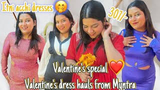 Valentines Dress Haul 2024 Myntra Sale Edition  try on ❤️ starting at 307 rs  myntrahaul [upl. by Yenaj]