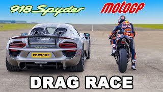 Porsche 918 Spyder v Red Bull MotoGP Bike DRAG RACE [upl. by Haya]