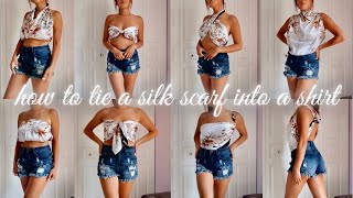 9 TRENDY AF WAYS TO TIE A SILK SCARF INTO A SHIRT PART 2  How to wear a silk scarf [upl. by Emmery]