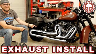 Rinehart Racing 2 into 1 exhaust HD Dyna Lowrider FXDL 2017 [upl. by Nywroc]