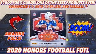 1000 FOR 4 CARDS ONE OF THE BEST PRODUCTS EVER 🔥🔥🔥 2020 Panini Honors Football FOTL Hobby Box [upl. by Lenhard]