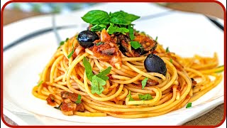 Spaghetti mit Tomaten Olivensoße  schnell lecker kochen [upl. by Padraig]