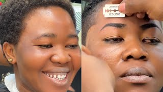 Ladies Haircut Transform Applying Hair Enhancements  HOW TO SHAPE EYEBROWS WITH CLIPPER AND RAZOR [upl. by Lig]