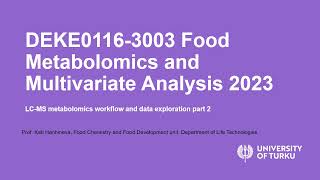 Food Metabolomics and Multivariate Analysis 2023  Parte 2 [upl. by Ydnam]