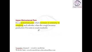 Lec 3 Chest Pain Upper Retrosternal Pain [upl. by Baler]