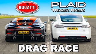 Bugatti Chiron Super Sport v Model S Plaid Track Pack DRAG RACE [upl. by Flora]