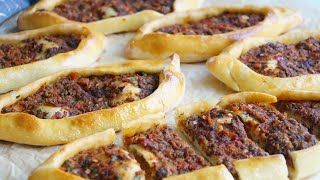 Pide  Hefeteig mit Hackfleisch aus Pogaca Teig Pizzaschiff  super leckeres Rezept [upl. by Namolos]