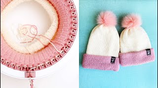 How to Knit quotMommy and Mequot Sized Hats on a Knitting Machine [upl. by Umeko]