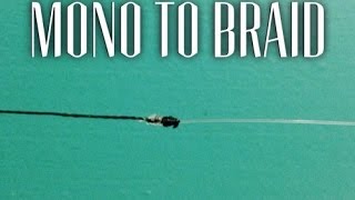 How to tie BRAIDED fishing line to MONOFILAMENT or FLUOROCARBON leader  quick and easy knot [upl. by Ordisi]