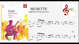 MUSETTE  ARSM Guitar Grade 5  With and Without Tablature [upl. by Eitisahc]