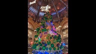 vitrines et sapin de Noël aux Galeries Lafayette 2018 PARIS [upl. by Jamila]