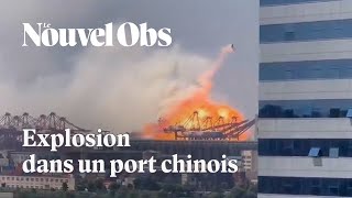 En Chine une puissante explosion pulvérise un porteconteneurs dans le port de NingboZhoushan [upl. by Rundgren]