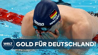 Olympische Sommerspiele in Paris Deutscher Schwimmer holt Gold über 400 Meter Freistil [upl. by Huston]