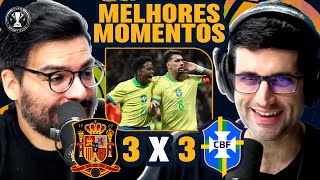 BRASIL GARFADO MENINO ENDRICK ILUMINADO DORIVAL EMBRAZADO react Espanha 3 X 3 Brasil [upl. by Ahsilak]