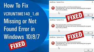 How To Fix VCRUNTIME1401dll Missing or Not Found Error in Windows 1087 [upl. by Nahsrad733]