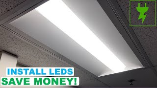 LED Troffer Retrofit Kit Installation to Replace Old Fluorescent Lighting [upl. by Erlene]