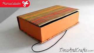 Cajita de cartón forma de libro  Manualidad con cartón l DecoAndCrafts [upl. by Llenart298]