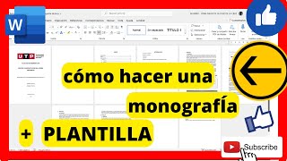 👨🏻‍💻Cómo hacer una MONOGRAFIA en word mas PLANTILLA [upl. by Arlinda729]