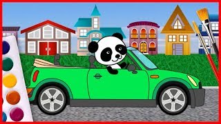 Pagini de Colorat  Ursuletul Panda si Masina  Copilasi Dragalasi [upl. by Salohcin]