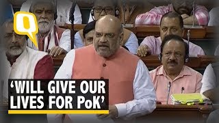 Will Give Our Lives for PoK Amit Shah Moves Resolution to Revoke Article 370 in LS  The Quint [upl. by Seidler]