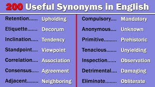 200 Useful Synonym Words in English  Build up Your English Vocabulary [upl. by Faustena617]