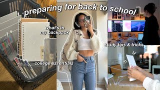 PREPARING FOR BACK TO SCHOOL 🖇 shopping for ESSENTIALS whats in my college backpack amp study tips [upl. by Harriette]