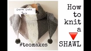 How to knit a TRIANGLE shawlCARON CAKES review [upl. by Amado]