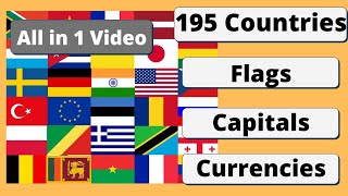 All 195 countries of the world with flags capitals and currencies  Global Geography [upl. by Harlamert444]