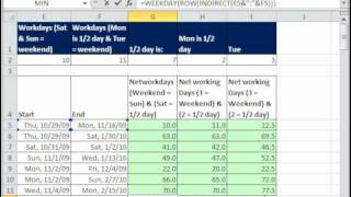 Excel Magic Trick 535 Count Weekdays Including Half Days NETWORKDAYS amp NETWORKDAYSINTL [upl. by Dloniger352]