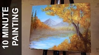 Painting a Autumn Forest Landscape with Acrylics in 10 Minutes [upl. by Vasilis840]