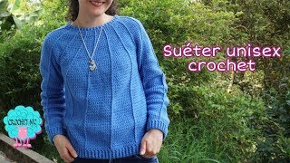 Suéter Alex 🥰 crochet con canesú redondo unisex [upl. by Simona]