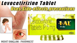 Levocetirizine dihydrochloride tablets ip 5mg  UsesSide effectsDose and precautions  In Hindi [upl. by Edak]