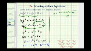 Ex Solve a Logarithmic Equation With a Sum  Quadratic Formula [upl. by Alamac]