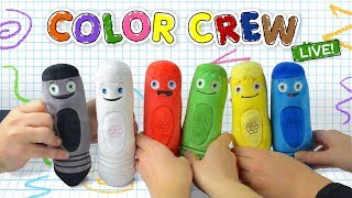 Learn Colors with Giant Crayons  Coloring with Soft Toys for Kids  Color Crew Live  BabyFirst TV [upl. by Wardle]