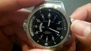 HAMILTON KHAKI NAVY GMT H776150 ADJUSTMENTS  Automatic GMT Watch [upl. by Ragland698]