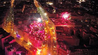 4K drone flight over New Years Eve fireworks in Magdeburg Happy New Year 20222023 [upl. by Blau]