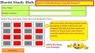 1 Online Ticket Booking Basic Website in AspNet C  Hindi  Free Online Classes  Live Concert [upl. by Adnirol]