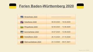 Ferien Baden Württemberg 2020 [upl. by Soutor]