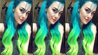 Lime Green and Turquoise Hair Dye DIY TutorialClaraBabyLegs [upl. by Alekat]