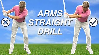 DRILL TO KEEP THE ARMS STRAIGHT IN THE GOLF SWING [upl. by Anahsat]