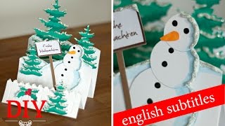 DIY Süße Schneemann Klappkarte zum Selbermachen  Deko Kitchen [upl. by Nylecsoj]