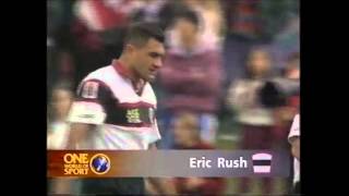 Eric Rush gets sent off for knocking out Zinzan Brooke [upl. by Isdnyl]