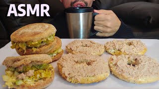 BAGELS ENGLISH MUFFINS EGGS AND PORK CRETONS PATE BREAKFAST ASMR CRUNCHY EATING SHOW [upl. by Harlie705]