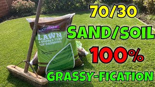 Seeding TOP DRESSING a lawn in Spring  Using SIMPLE lawn Tools [upl. by Hsot401]