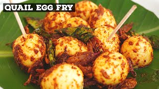 Quail Eggs  Quail Eggs Recipe  Kerala Quail Egg Roast  Kada Mutta Fry Recipe  Miyas Spice World [upl. by Ellevehc]