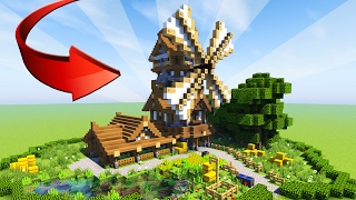 MINECRAFT How to build EPIC wooden house  Medieval Windmill Tutorial Rustic 2017 [upl. by Jolie]