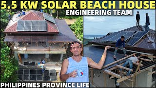 PHILIPPINES SOLAR BEACH HOUSE  Big Roof Panel Building Filipino Workers [upl. by Godfrey263]