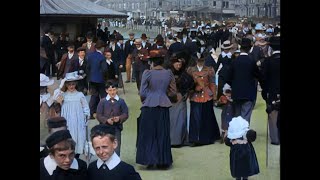 4k 50fps colorized 1901 Panoramic View of the Morecambe Sea Front [upl. by Munn]