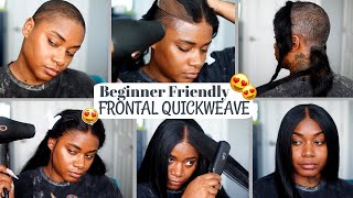 How to QUICK amp EASY FRONTAL QUICKWEAVE FOR BEGINNERS  Simple method  Laurasia Andrea Natural Hair [upl. by Cirnek399]